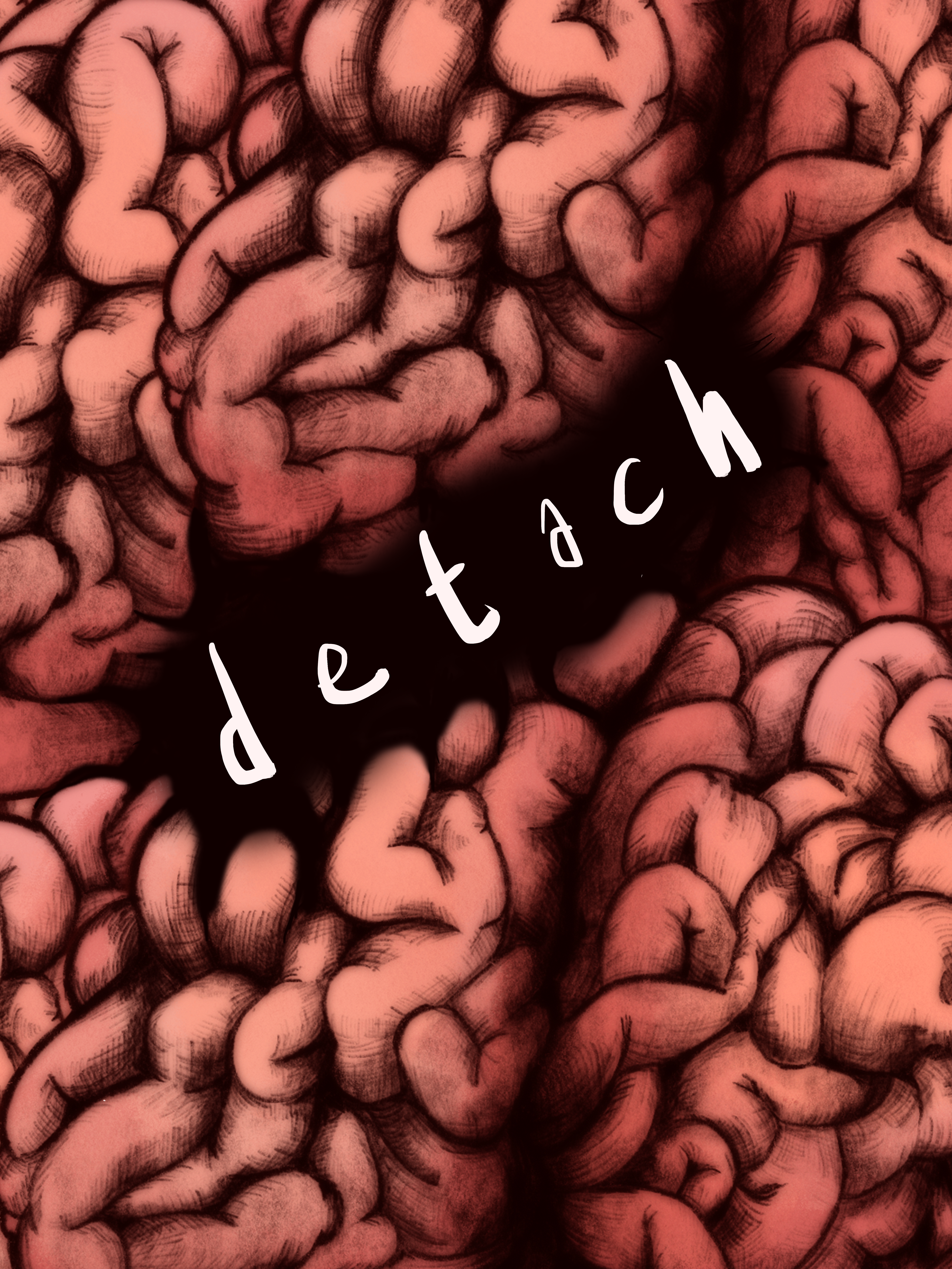 Poster for Detach. Brain that opens up to say the word detach.